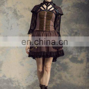 Steampunk Style Puffed Mini Skirt With Gear Decorations photo-4