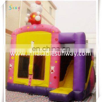 cute hello kitty inflatable combo castle, inflatable bouncy slide for sale