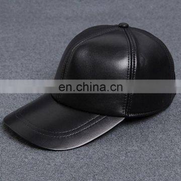 Men Faux Leather Warm Baseball Cap Causal Windproof Peaked Cap Adjust Snapback