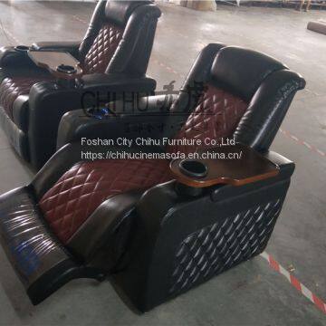 Real genuine leather power recliner theater sofa with cool cupholder