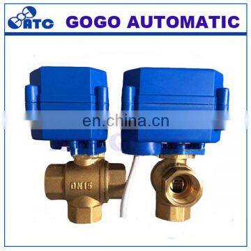 mini motorized ball valve 2,3,5 wires control DN15 1/2 inch electric actuator 3 way ball valve