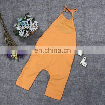 Baby Summer Backless Solid Rompers Kids Toddler Girls Sleeveless Jumpsuits Playsuit Harem Trouser for 0-7T photo-5