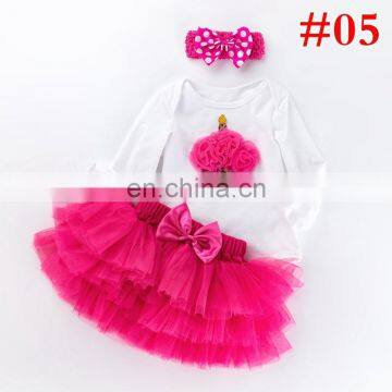 3PCS SET Baby Outfit RED HEART ROMPER & 6LAYER TUTUS SKIRTS & BOW HEADBAND Valentines Day Kids Clothing Set photo-5