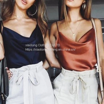 Satin Women Thin Wild Solid Camis Vest Women Tank Tops Female 2019 Summer Sexy Strap Basic Tops Chiffon Sleeveless Camisole