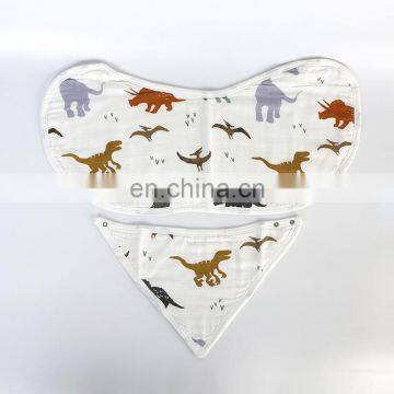 High Quality Natural Colored no Dyeing Muslin Baby Bandana Drool Bibs With 100% Organic Cotton Teething photo-4