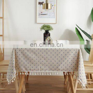 Plaid Decorative Linen Tablecloth With Tassel Waterproof Oilproof Thick Rectangular Wedding Dining Table Cover Tea Table Cloth photo-2