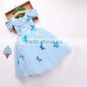 2015 new latest flower cinderella dress, butterfly cinderella dress in movie costume