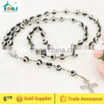 Fashion religious multicolor plastic rosary bead necklace