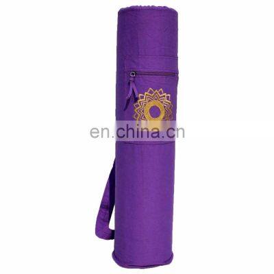 Pure Cotton Canvas Chakra Embroidered And Private Label Option Yoga Mat Bag Manufacturer and Supplier From India