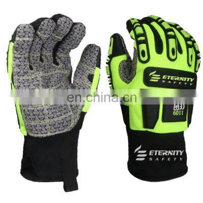 Wholesale microfibre mechanical gloves impact gloves for heavy duty with high performance