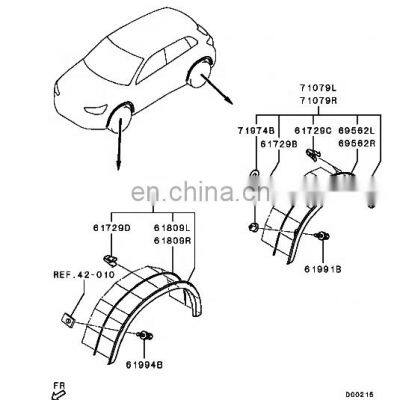 5220AD64 Spare parts wheel opening molding right side for Mitsubishi ASX 2020