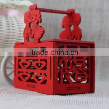 New 2016 Romantic Wedding China Red Laser wooden Decorative Candy Boxes