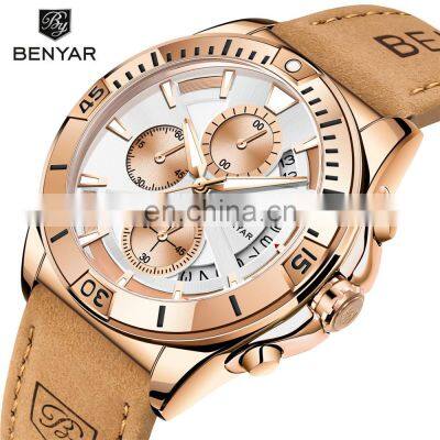 BENYAR 5180 New Model Quartz Watch for Men Fashion Chronograph Watch Top Luxury Brand Men Wristwatches