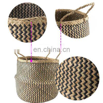 Hot Sale CHeap Zigzag Seagrass Belly Basket Best Seller Plant Holder Storage Basket Decor Home Wholesale photo-5