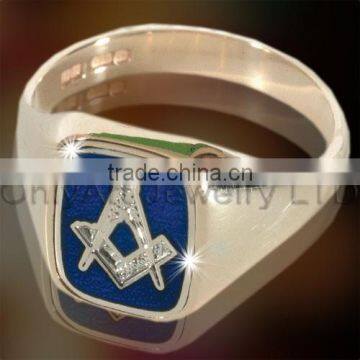 plain masonic ring with rose gold plated shiny polished brass or silver signet ring