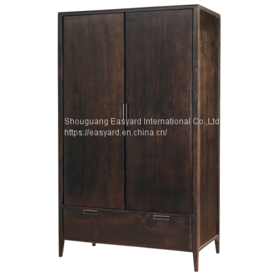 antique rural style wood wardrobe solid wood frame wood skin veneer wardrobe