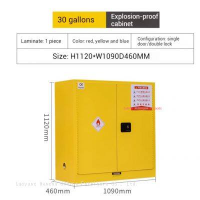 Yellow 30 Gallon Fire-Resistant Safety Cabinet for Flammable Liquids with Adjustable Shelves & Ventilation
