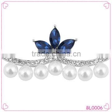 Simple custume korean crystal crown brooches pearl pins for teenagers