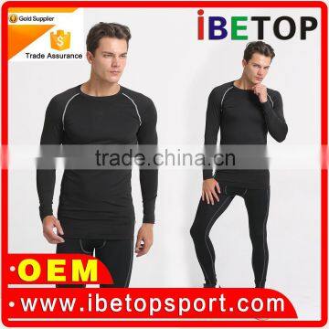 2016 high quality sports trainning men's long sleeve compression shirt