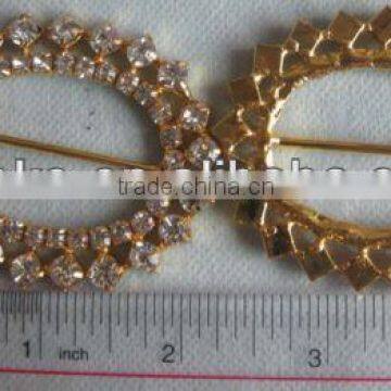 RHINESTONE BUCKLES SLIDER/METAL BASE, S193 GOLD COLOR