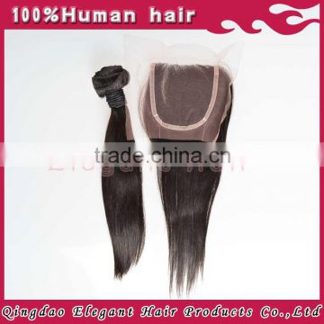 Nice looking indian remy human hair straight closure in stock in top quality with lower price