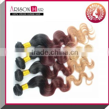 100% virgin human ombre virgin hair weaves 1/33/27