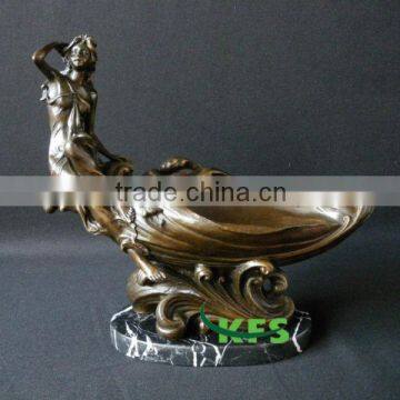 Bronze beauty girl ashtray sculpture