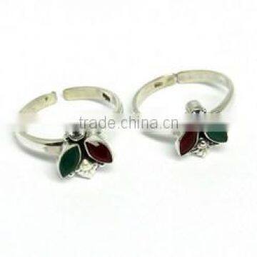 Silver Prince !! Multi Stone 925 Sterling Silver Toe Rings, Indian Fashion Silver Jewelry, Gemstone Toe Rings