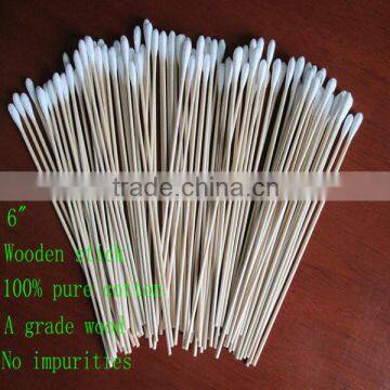 6" wooden stick cotton buds (100pcs)