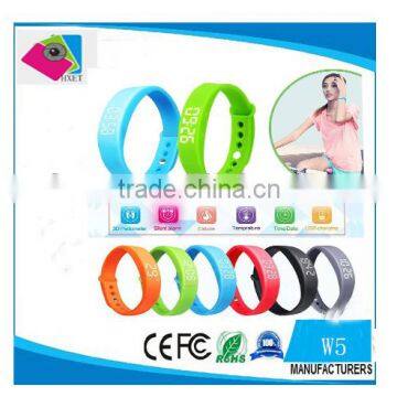 W5 Smart Bracelet Sport 3D Pedometer Wristbands Watch Health Sleep Monitering Calory Fitness Track USB Thermometer Intelligent S