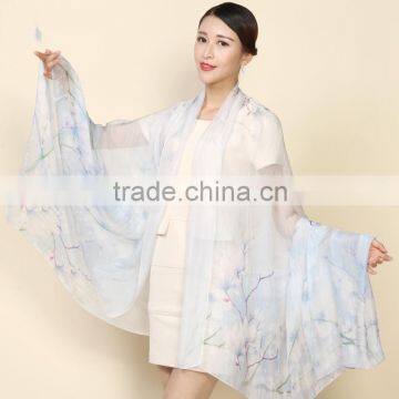 High Quality Scarf Wholesale Lady's Elegant Digital Printed Silk Scarf, Hangzhou Silk Chiffon Scarves and Shawls China Supplier's Choice photo-2