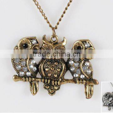 New style cute fashion jewelry vintage silver owl necklace