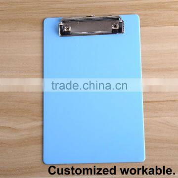 Plastic office folder writting board with metal clip