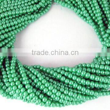 5 Strands Lime Green Glass Pearl 4.5mm Smooth Rondelle Beads,Acrylic Pearl beads,Jewelry Beads,Pearlized Beads,16" Long