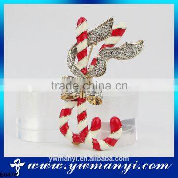 Lux Accessories Fashion Jewelry Candy Cane Heart Bow Xmas Christmas Pin Brooch B0476