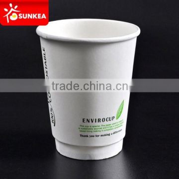 100% compostable PLA lined coffee paper cups