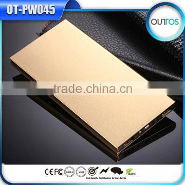 Promotional aluminum dual usb golden power battery mobile phone bank power 8000mah