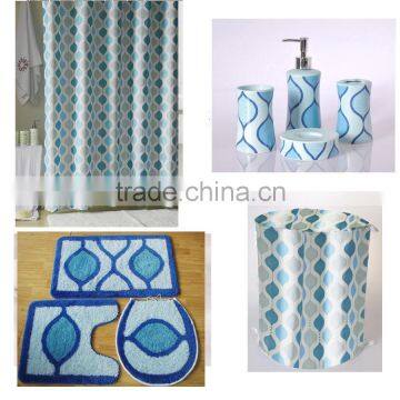 Houseware coordinate shower curtain / hamper/mat/accessories bathroom matching accessories set