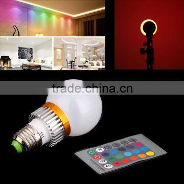 3W RGB LED Bulb AC85-265V E27 Changeable LED Lamp Multiple Colour with IR Remote Control for Interior Decorations Party Light