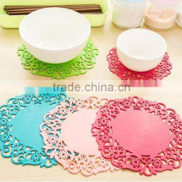 Color Vary Romantic Lace Cup Coaster,Hot Selling Round Silicone Cup Coaste