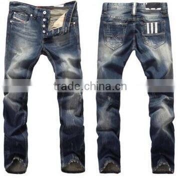 Slim Straight Jeans men washed hole jeans