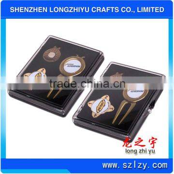 Fancy Best Quality Metal Golf Course Tools With Plastic Box,Metal Divot Cap Clip And Ball Maker With Your Logo