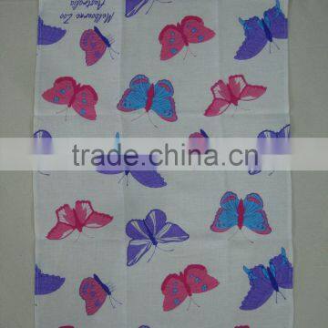 Digital Printed Linen Tea Towel for Home Decorationl,promotion -- Butterfly Design