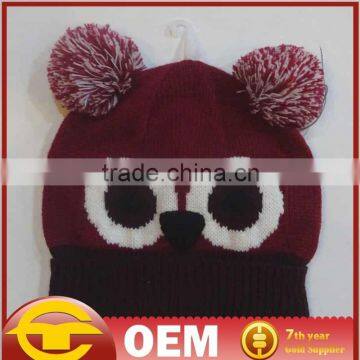 Big eye embroidered knitted cap Knitting hat made in China OEM