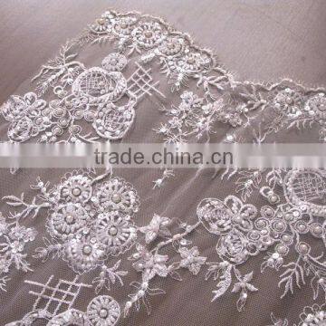 Floral Cotton Tulle Lace Fabric Wholesales for Wedding Dress /bridal Gowns photo-2