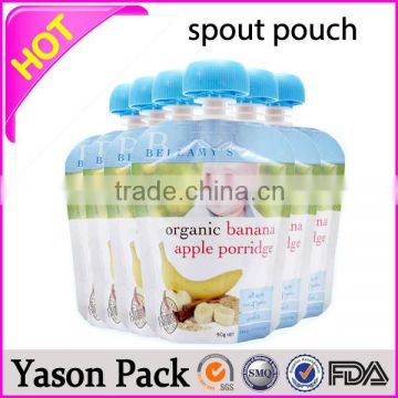 Yason reusable food stand handle refillable spout pouch stand up spout pouch for food packaging clear plastic laminated material