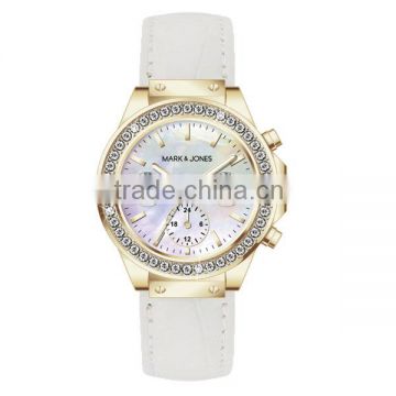 Top Sell 3 Hands White Dial Leather Band Watches For Women