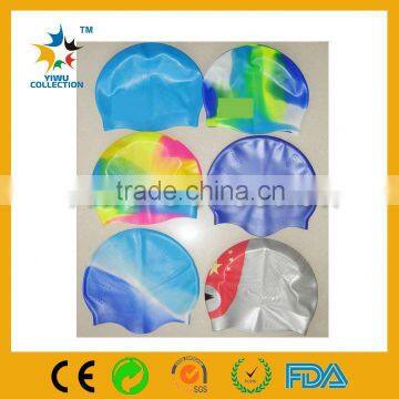 fabric swimming hats,blue silica gel swim cap,silicone custom swim caps with boat printed