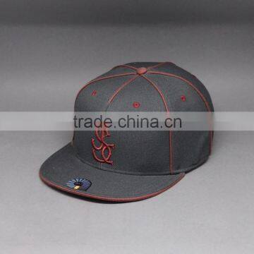 WOOL BLAND 3D EMBROIDERY SNAPBACK CAP WITH PIPING