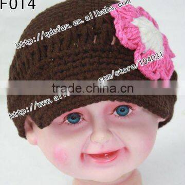 Wholesale 100% cotton crochet baby sun hat hand knitted girl hats knitting flower hats manufacture